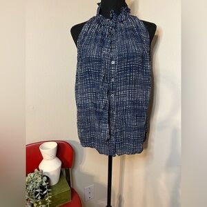 0039 Italy Blue ruffled blouse